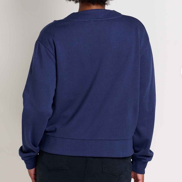 Toad&Co Daybreaker Cardi Cardigan Button Front Hemp Cotton Blend Navy Blue - Picture 2 of 8